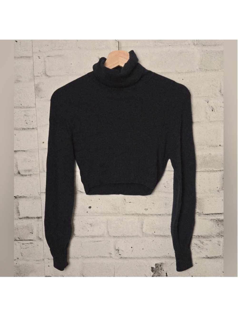 Wilfred (Aritzia) Cropped Wool Blend Turtleneck Sweater Navy XXS